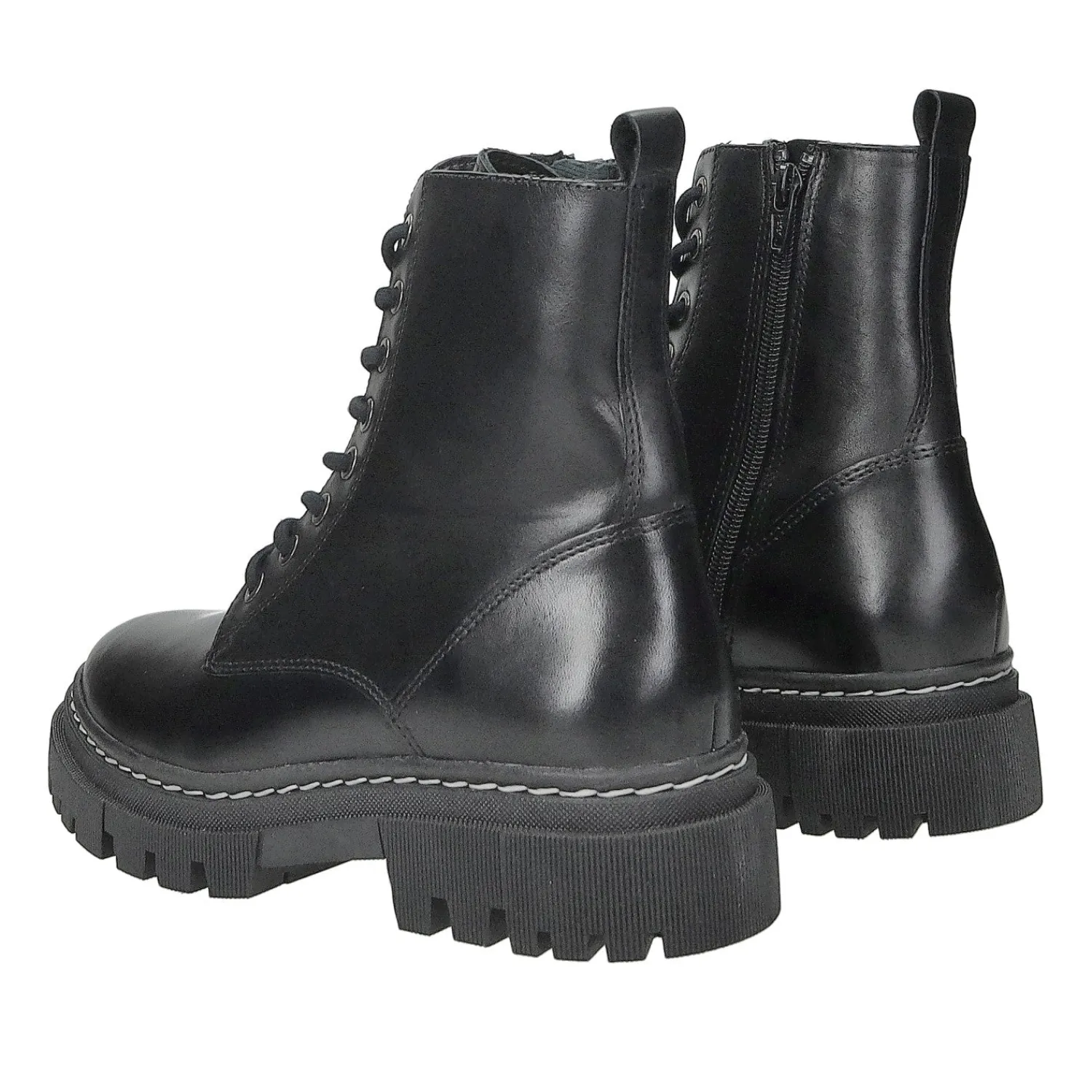 Stivali Bassi|Stivaletti Bassi>Tata Italia Anfibi in vera pelle. Fondo alto 4cm Nero