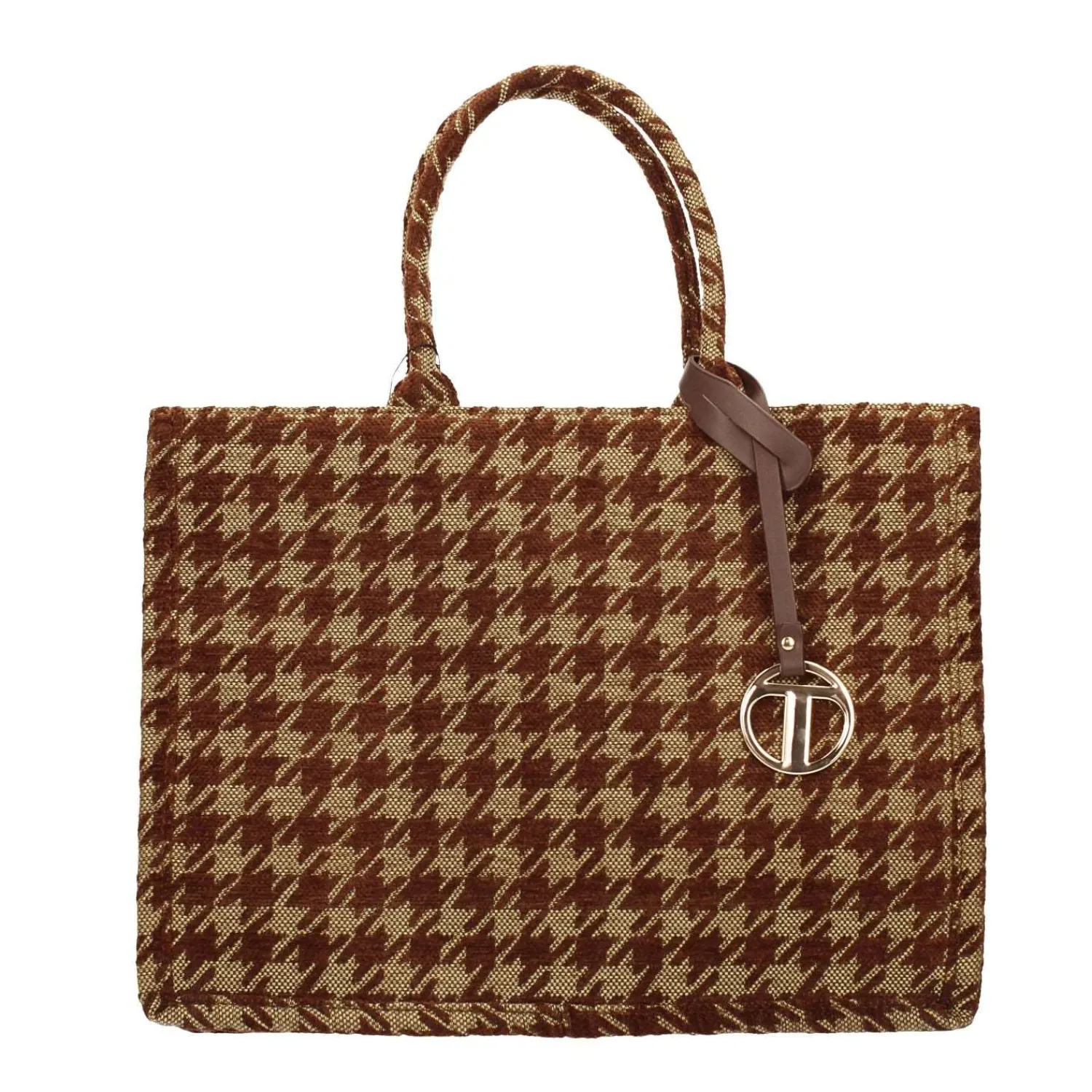 Shopper>Tata Italia Borsa pied-de-poule beige e marrone