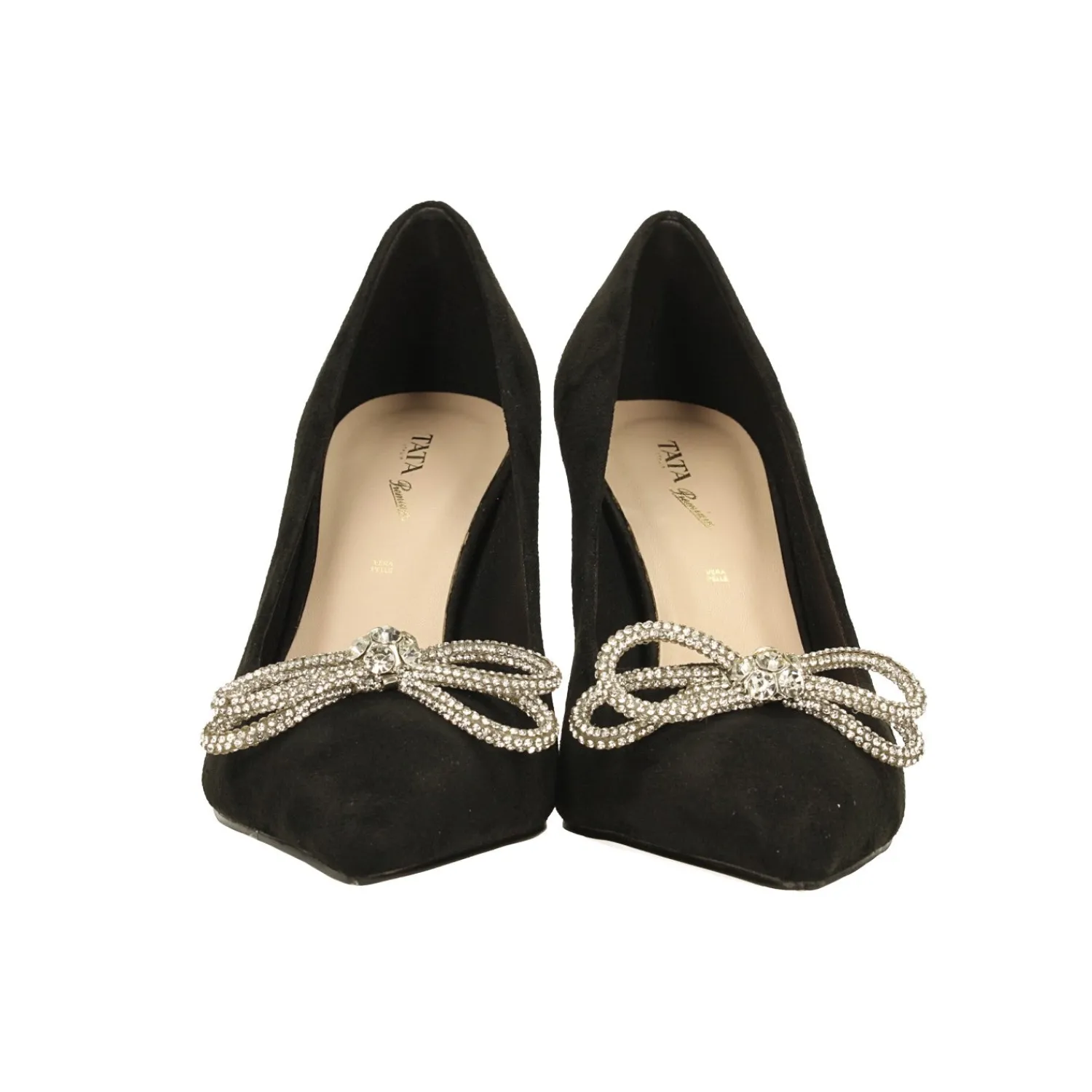 Décolleté>Tata Italia Décolleté in microfibra.. con fiocco tempestato di strass. Tacco alto 9cm Nero