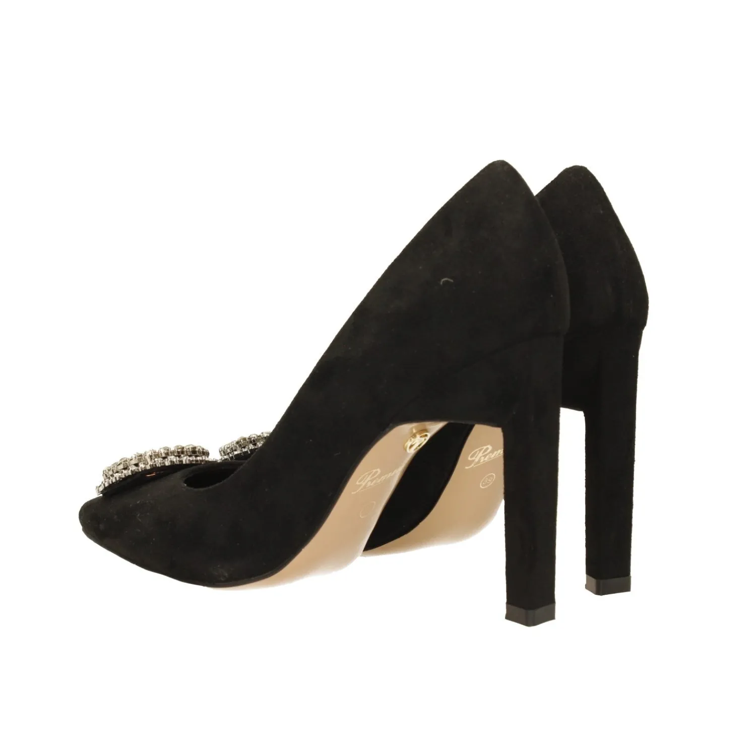 Décolleté>Tata Italia Décolleté in microfibra con pietre sulla punta. Tacco triangolare alto 10.5cm Nero