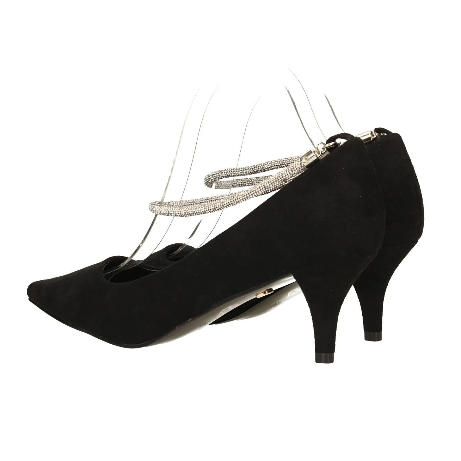 Décolleté|Articoli In Promozione>Tata Italia Décolleté scomasciate con cinturino alla caviglia con strass. Tacco alto 5cm Nero