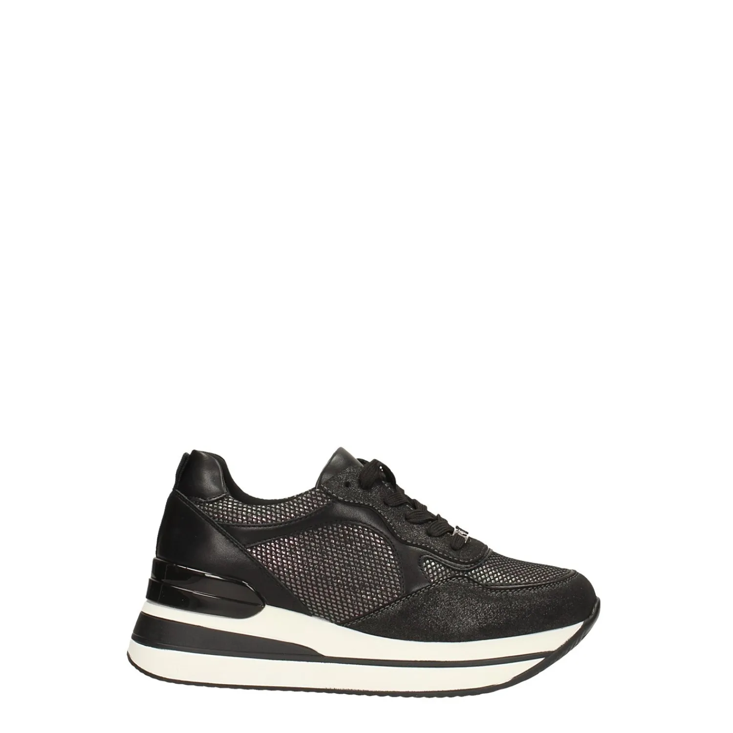 Sneakers|Articoli In Promozione>Tata Italia Sneakers nere con inserti in tessuto. Tacco alto 4cm Argento