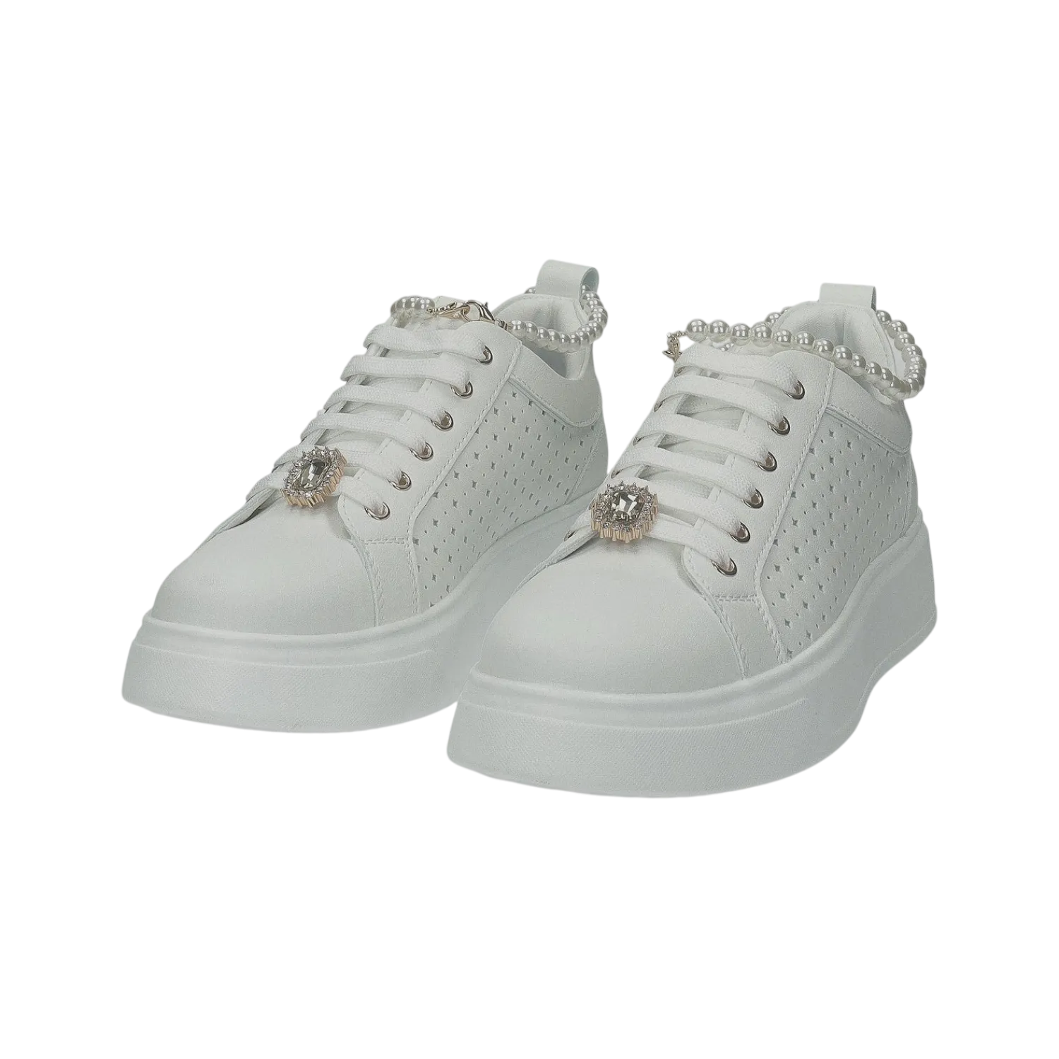Sneakers>Tata Italia Sneakers platform con catena di perle.Tacco alto 4 cm