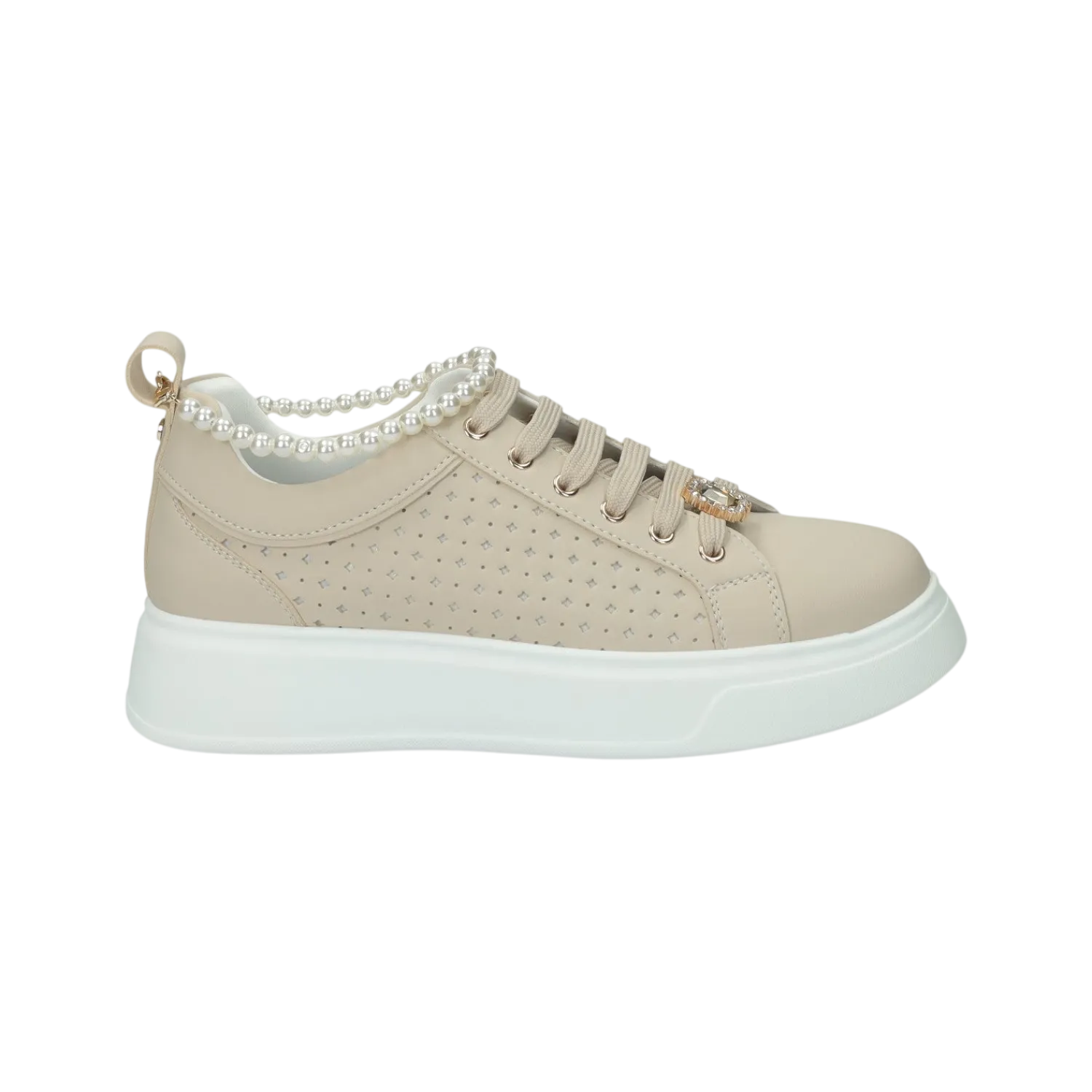 Sneakers>Tata Italia Sneakers platform con catena di perle.Tacco alto 4 cm