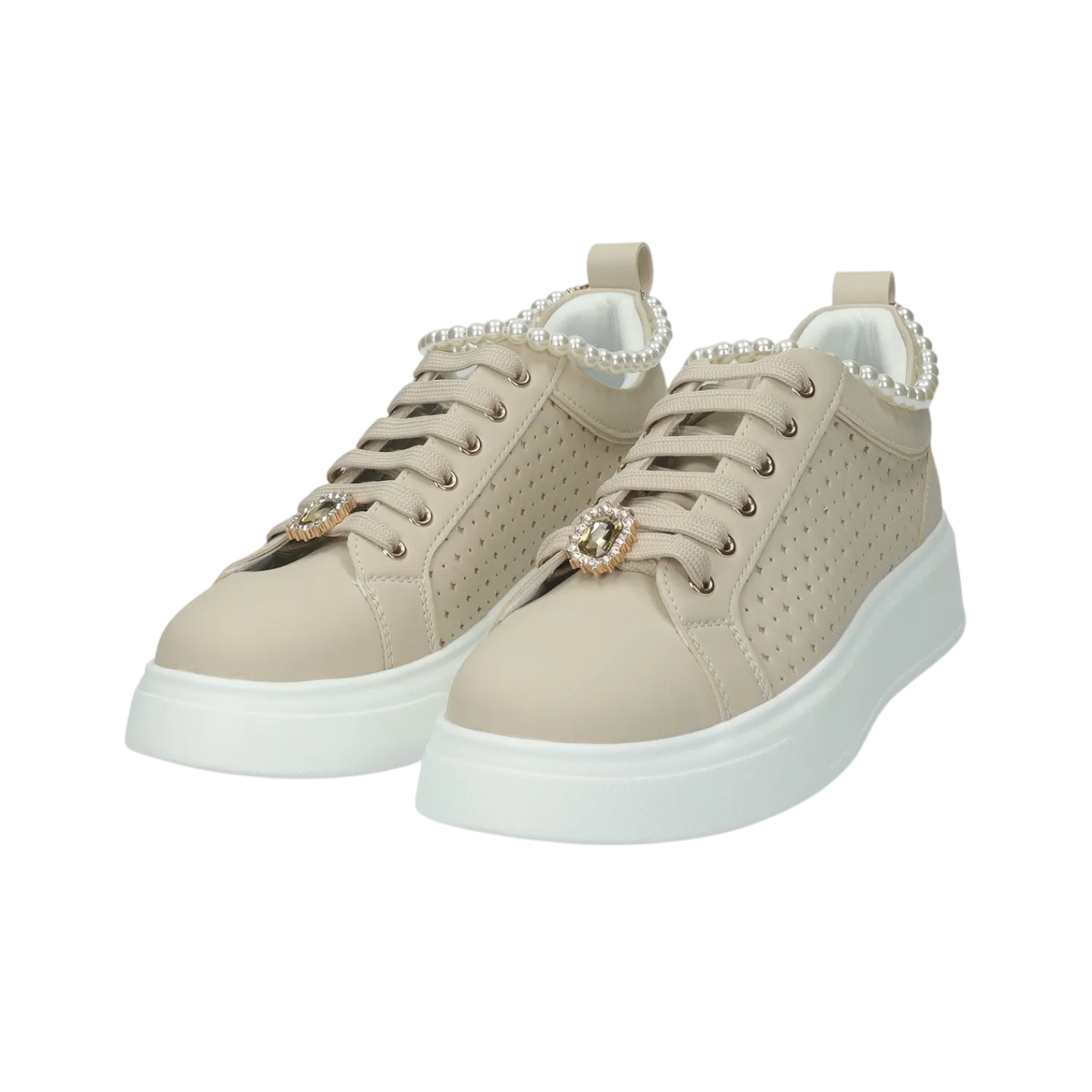 Sneakers>Tata Italia Sneakers platform con catena di perle.Tacco alto 4 cm