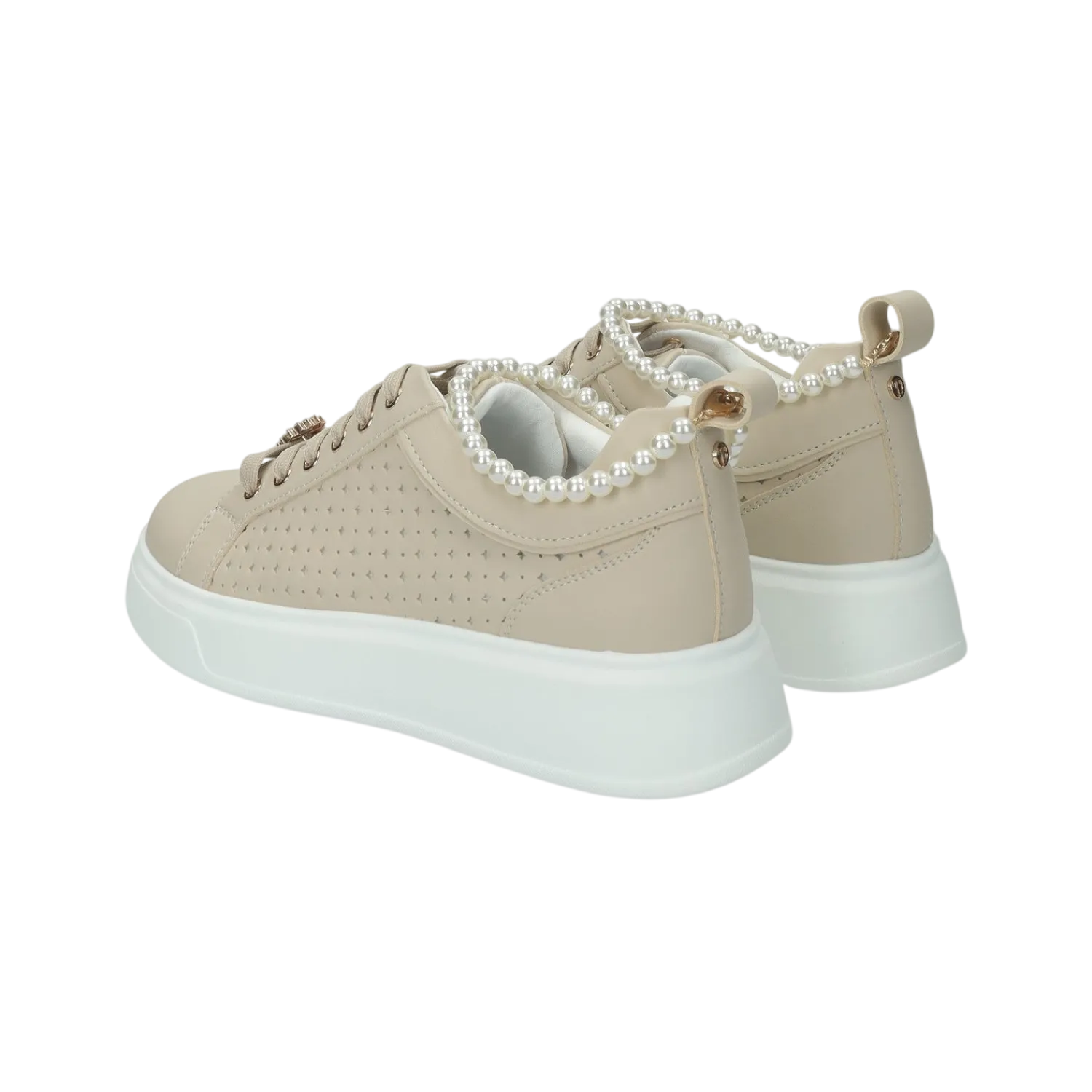 Sneakers>Tata Italia Sneakers platform con catena di perle.Tacco alto 4 cm
